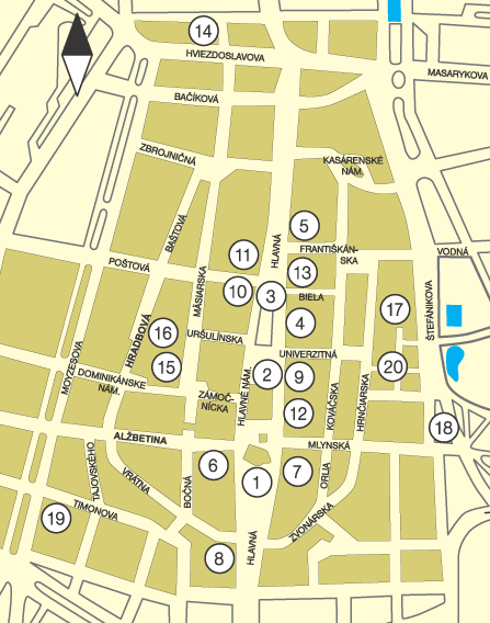 Mapa - Košice centrum